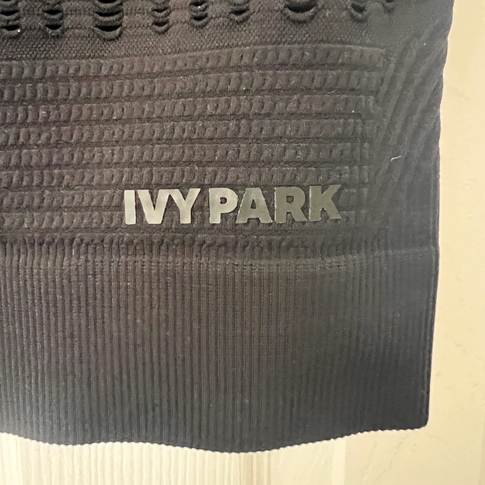 Ivy Park Black Knit Mesh Ribbed Cropped Tank Top small - Picture 7 of 8